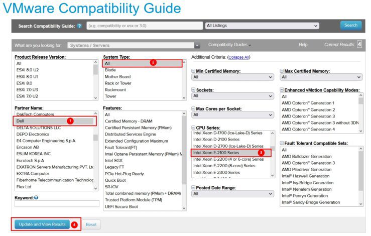 How-to: Use VMware Compatibility Guide 5 How-to: Use VMware Compatibility Guide | PowerEdge R340 VMware Compatibility Guide 01