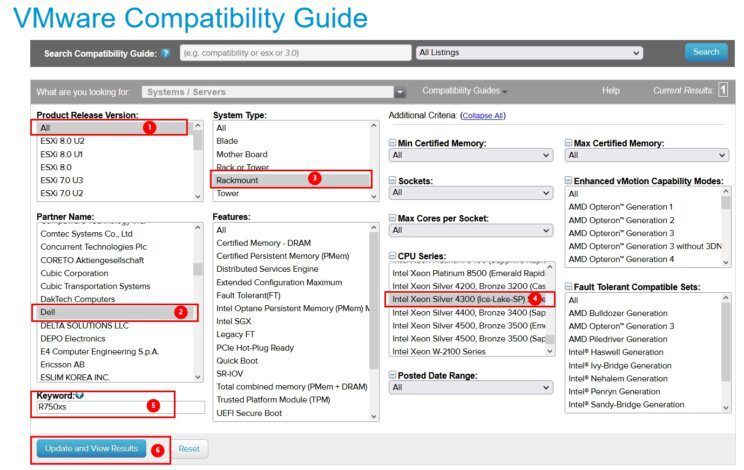 How-to: Use VMware Compatibility Guide 13 How-to: Use VMware Compatibility Guide | PowerEdge R750xs VMware Compatibility Guide 01
